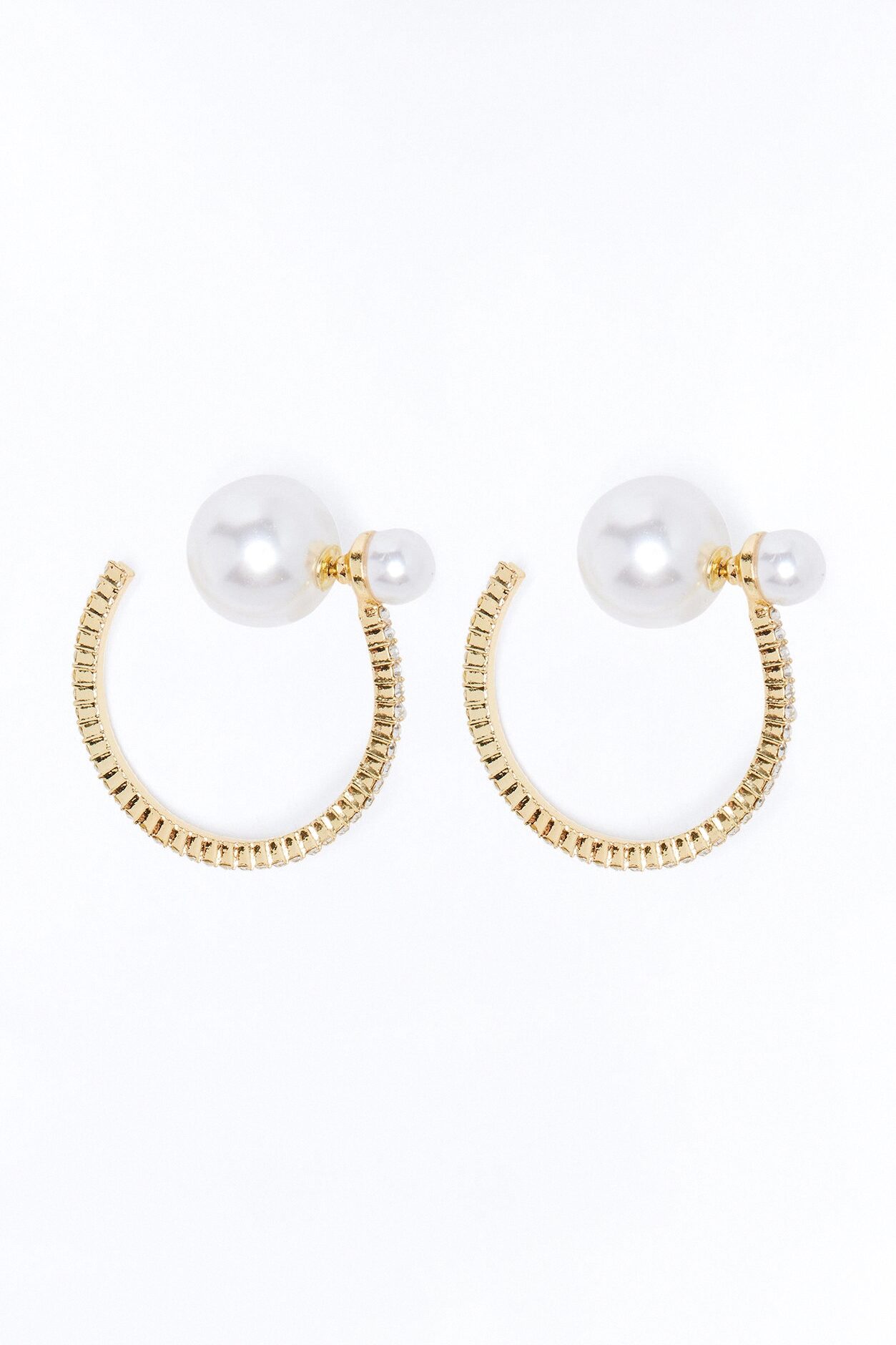 Yvette Rhinestone Hoop Earrings - Gold
