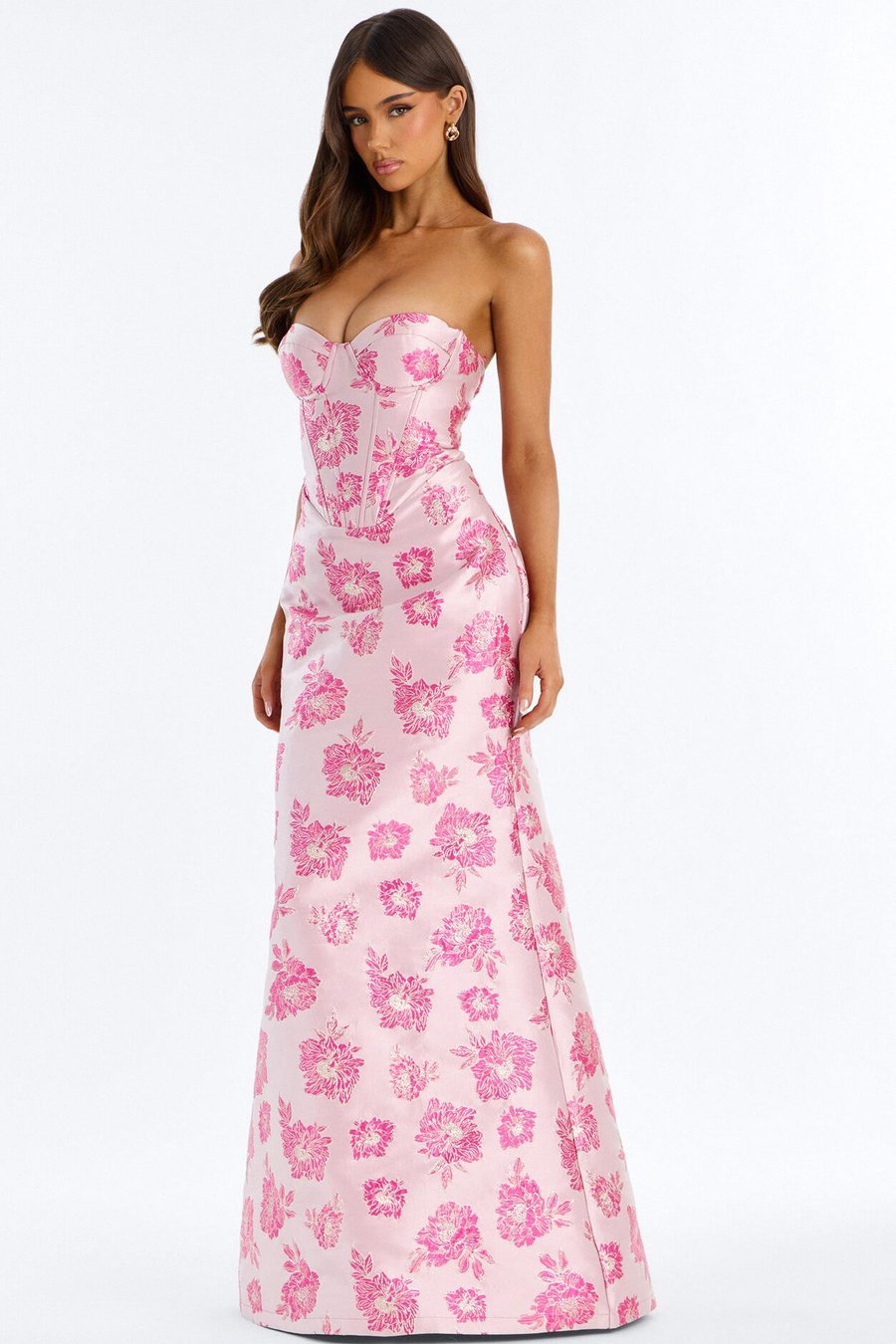 Blushing Over You Jacquard Gown - Pink