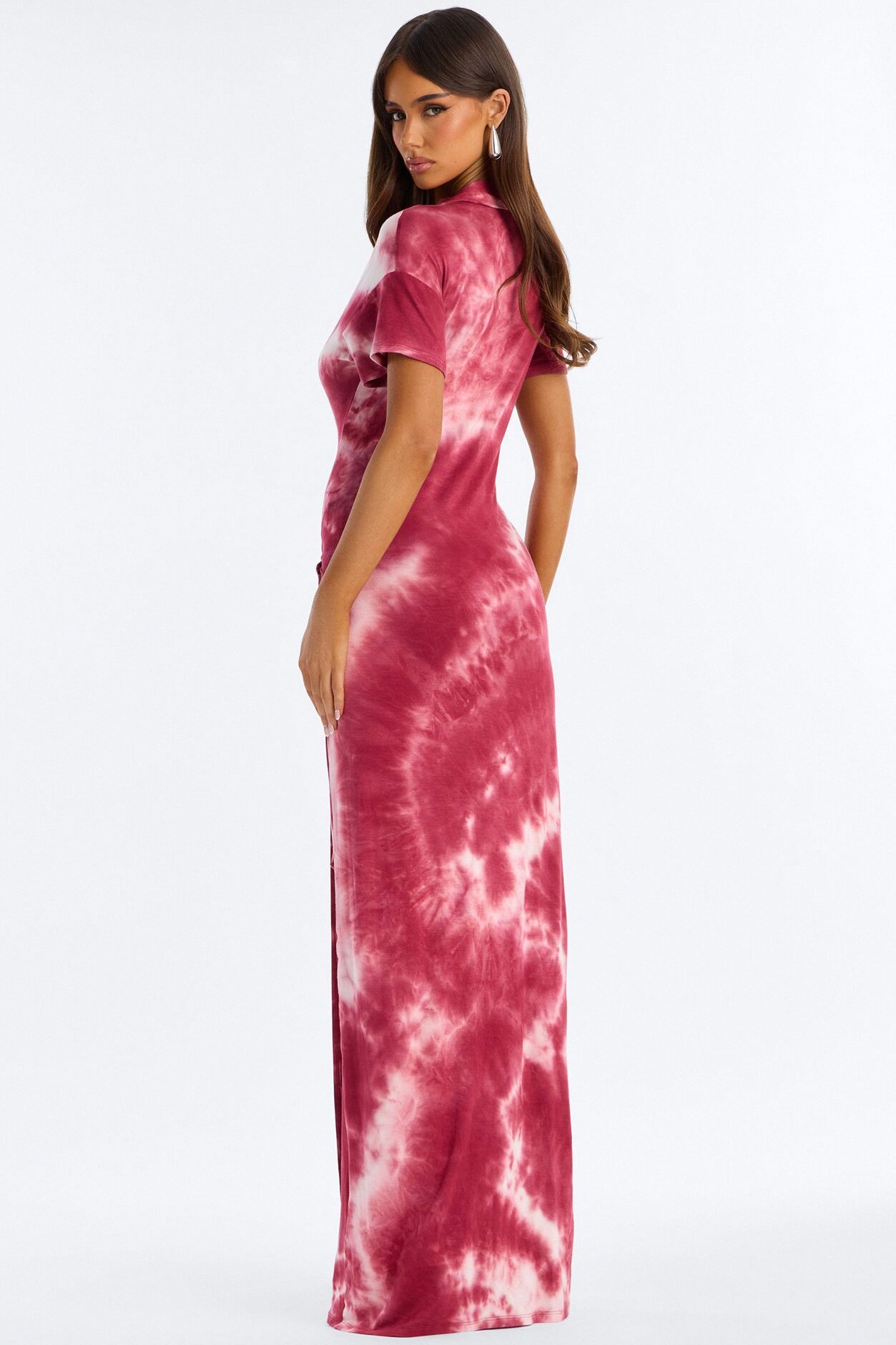 Noa Tie Dye Wrap Maxi Dress - Burgundy/combo
