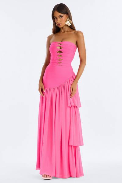 Center Stage Cut Out Bandage Maxi Dress - Hot Pink