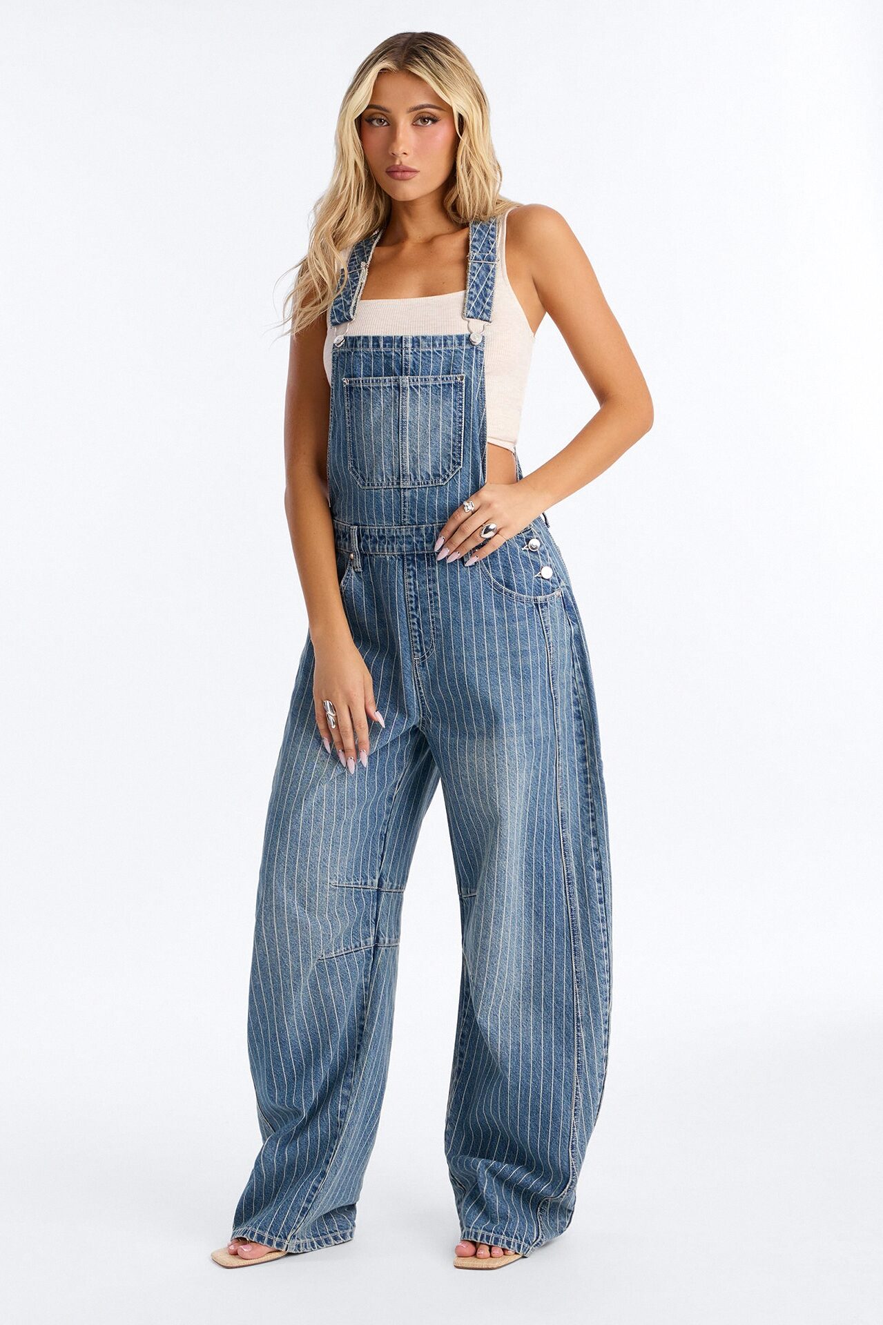 Legendary Stripe Loose Overalls - Vintage Wash