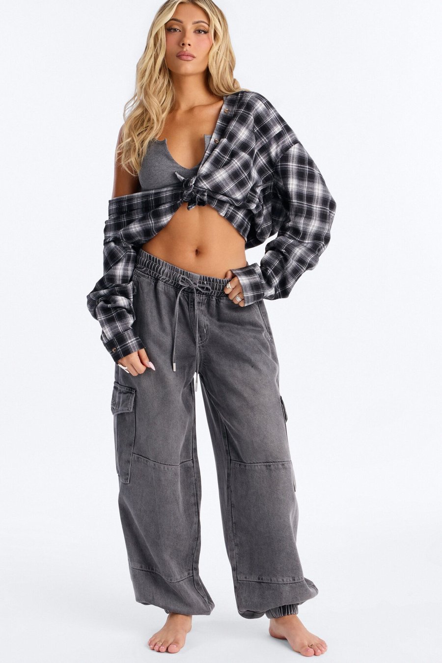 Maui Baggy Cargo Jogger Jeans - Grey