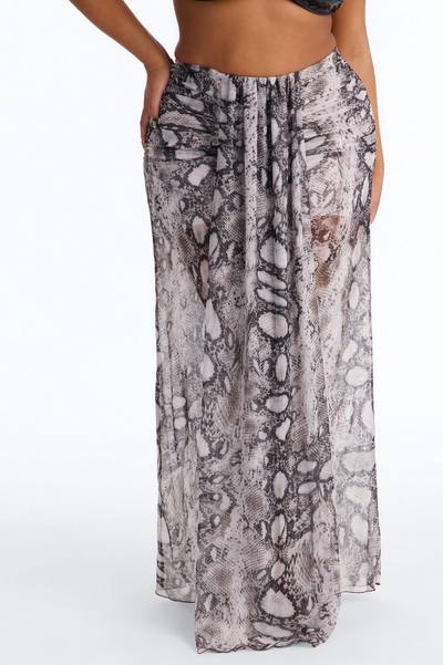 Cold Blooded Snakeskin Mesh Maxi Skirt - Grey/combo