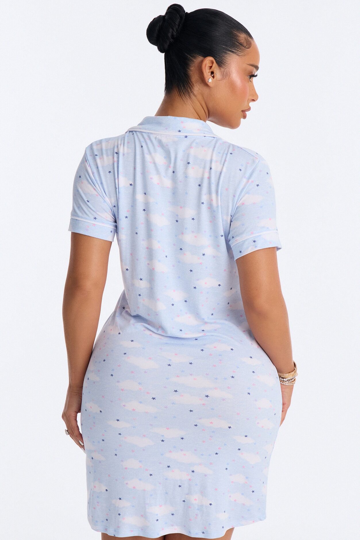 Cloudy Stars Sleep Shirt - Light Blue