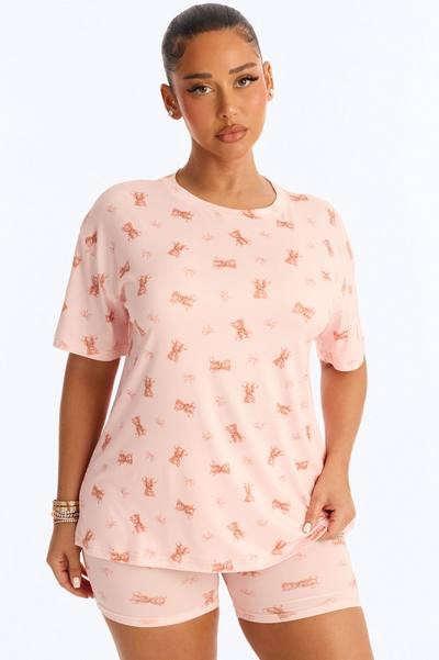 U R My Teddy Bear PJ Boxer Short Set - Pink/combo