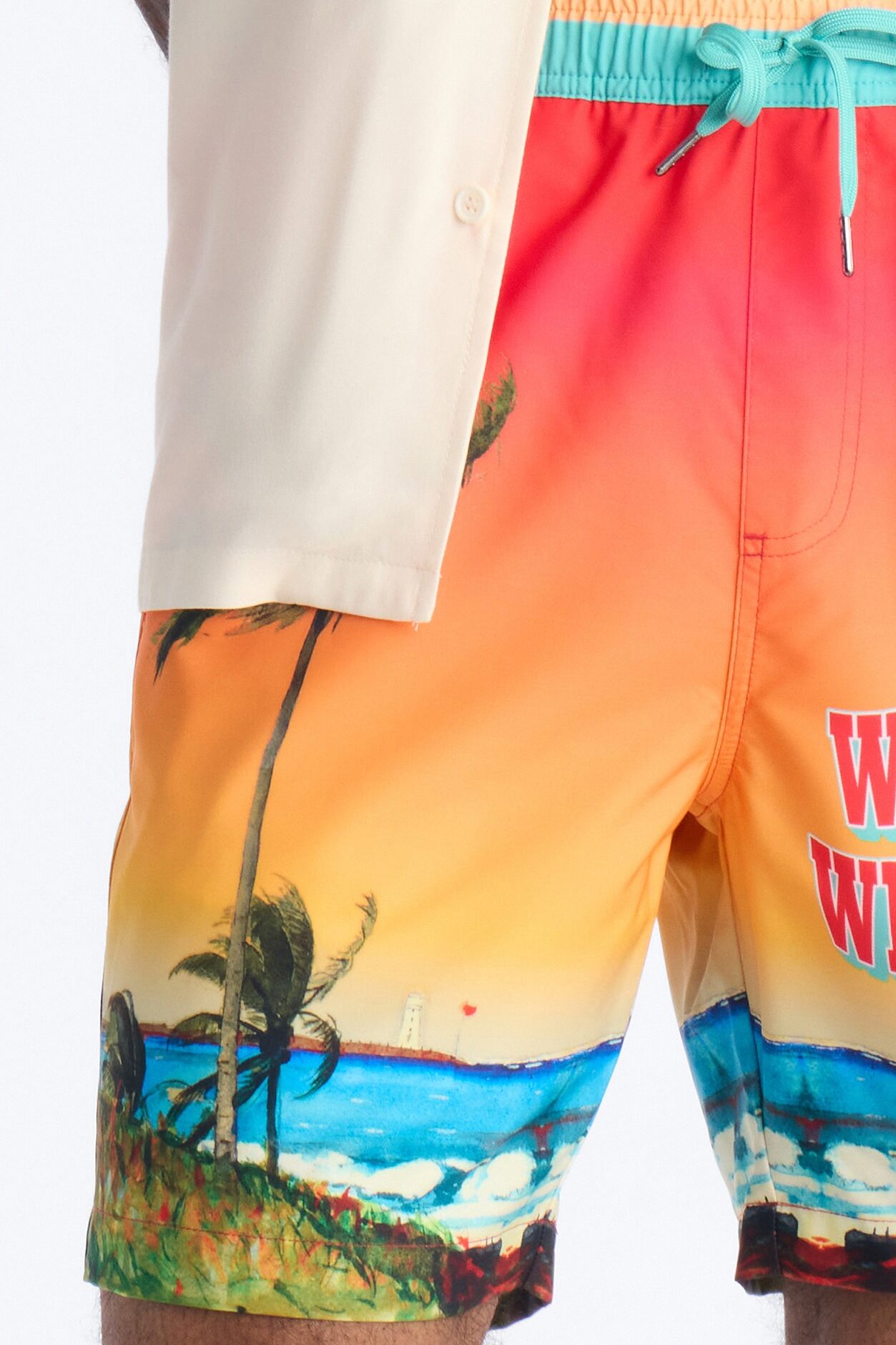 Wish You Were Here Postcard Swim Trunk 7″ - Multi Color