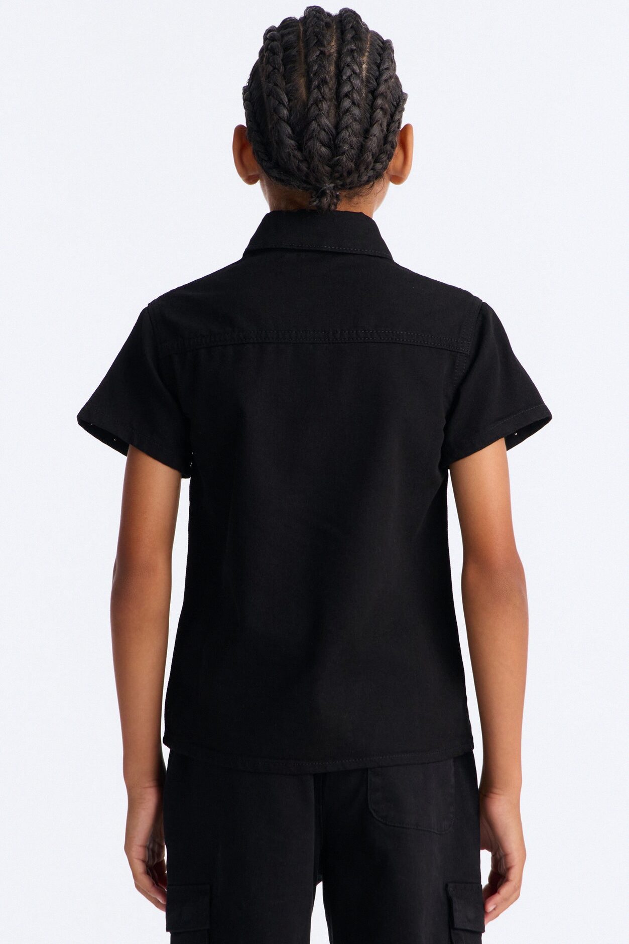 Mini Apex Stud Button Up Shirt - Black