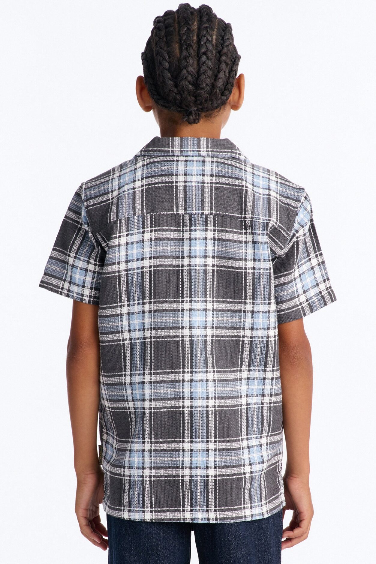 Mini Feeling This Plaid Button Down Shirt - Navy/combo