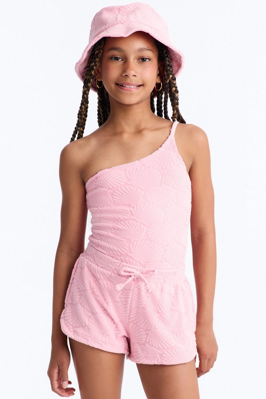 Mini Danielle Terry Cloth 3 Piece Short Set - Pink