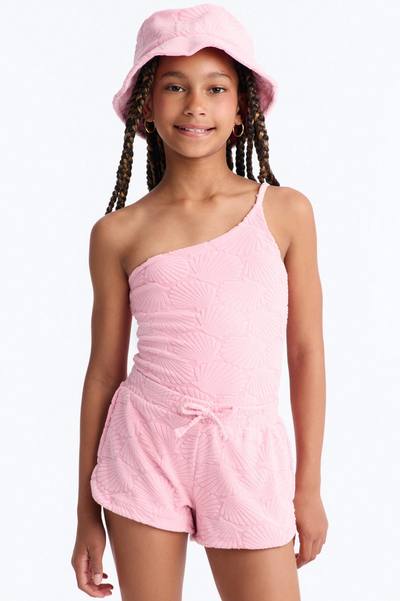 Mini Danielle Terry Cloth 3 Piece Short Set - Pink
