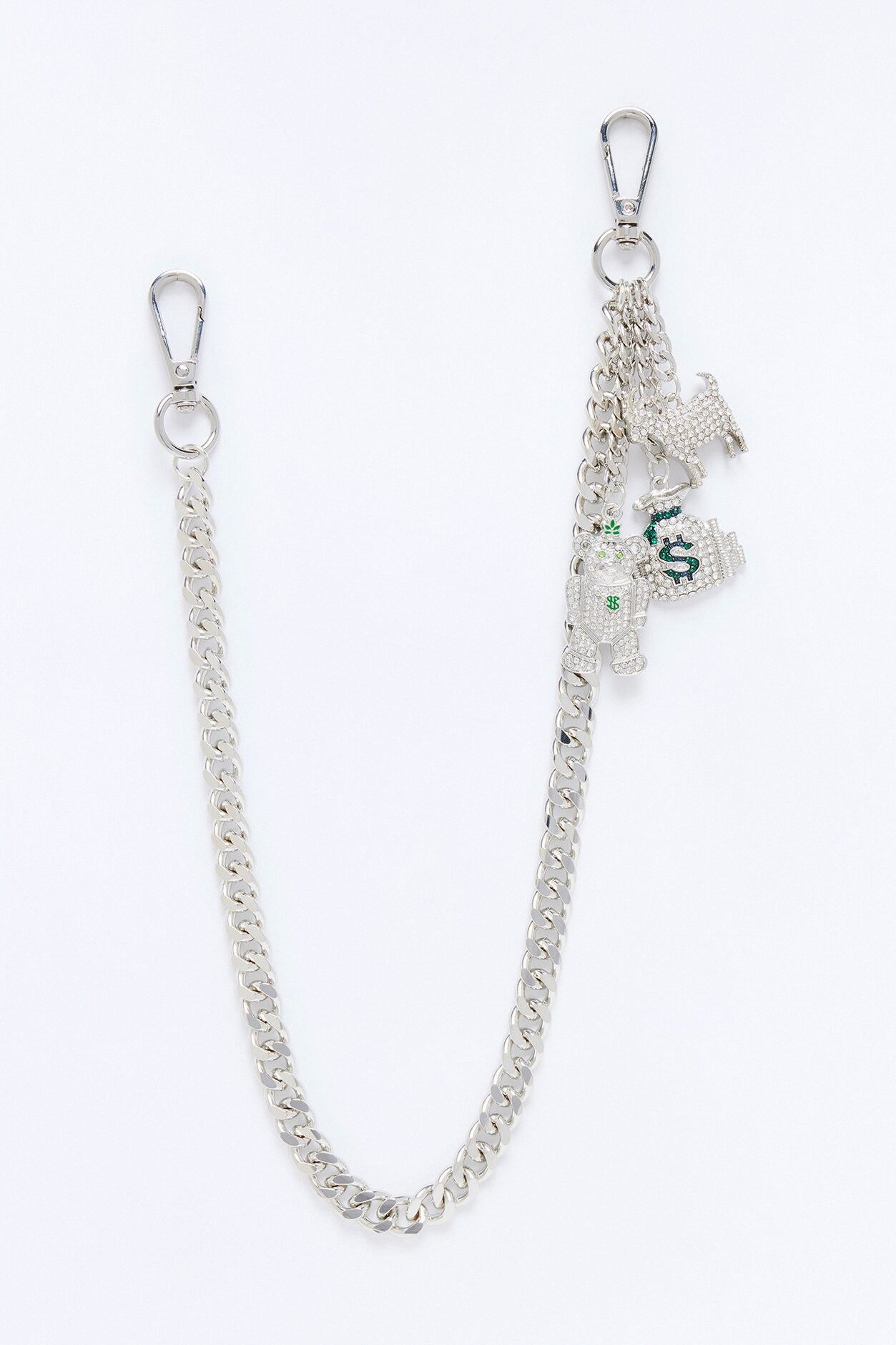 Ambitious Multi Charm Cuban Pant Chain - Silver