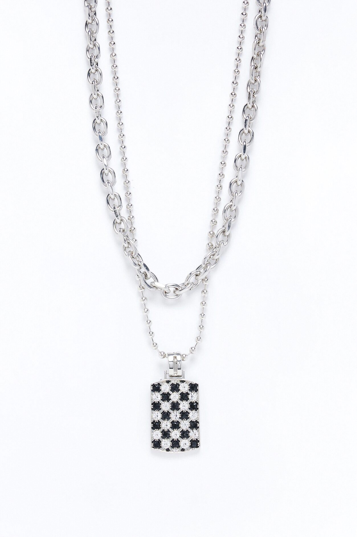 Blackout Bloom Link Chain Necklace Set - Silver