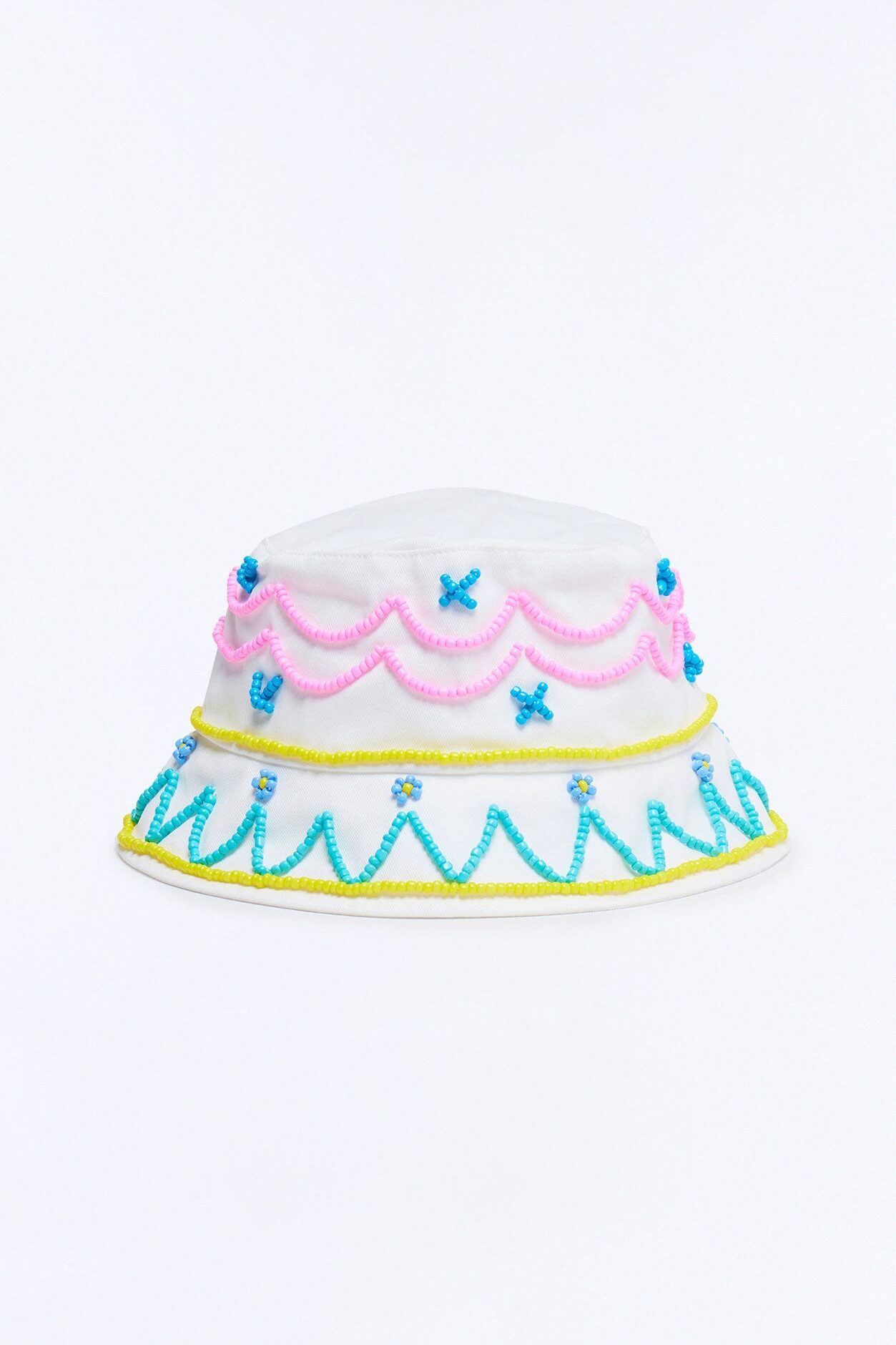 West Coast Beaded Bucket Hat - White