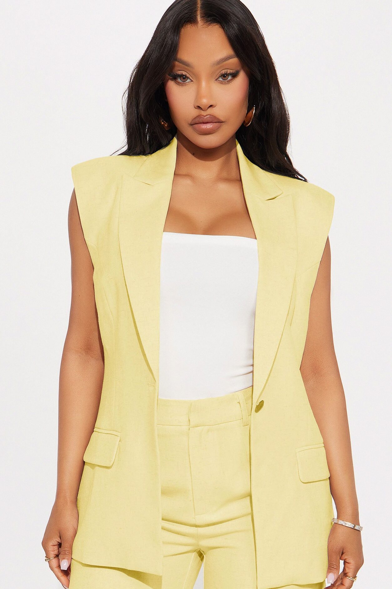 Paloma Linen Vest - Yellow