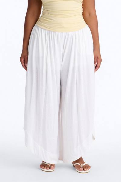 Opal Mid Rise Wide Leg Cropped Pant - White