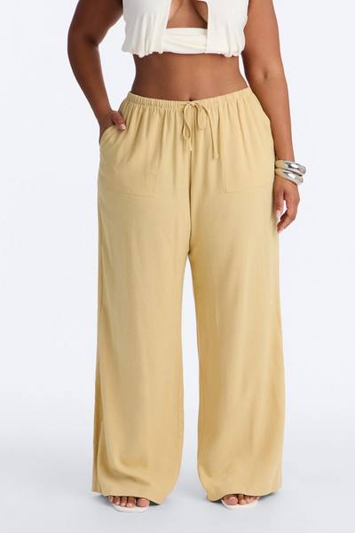 Seaside Soiree Wide Leg Linen Pant - Honey
