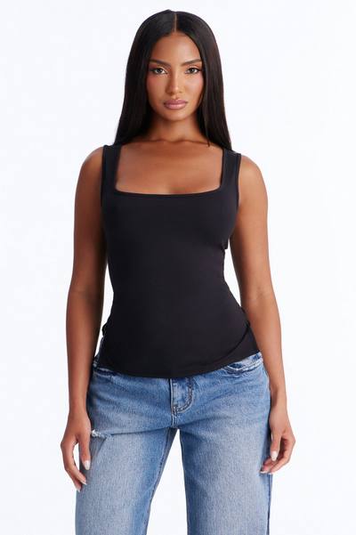 Side Slit Tank Top - Black