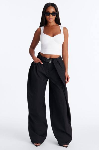 Kass High Rise Belted Wide Leg Pant - Black