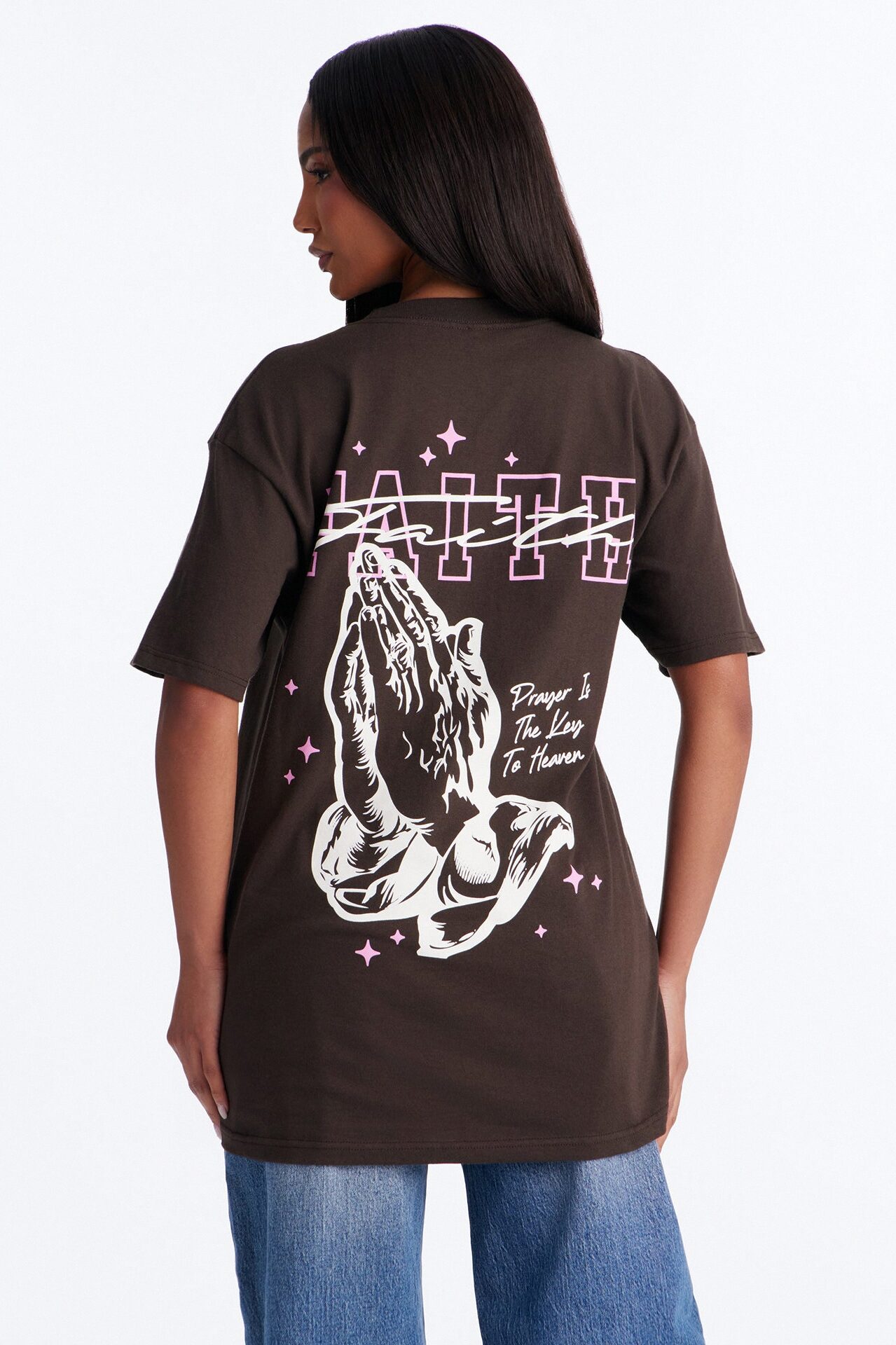 Faith Praying Hands Tee - Brown