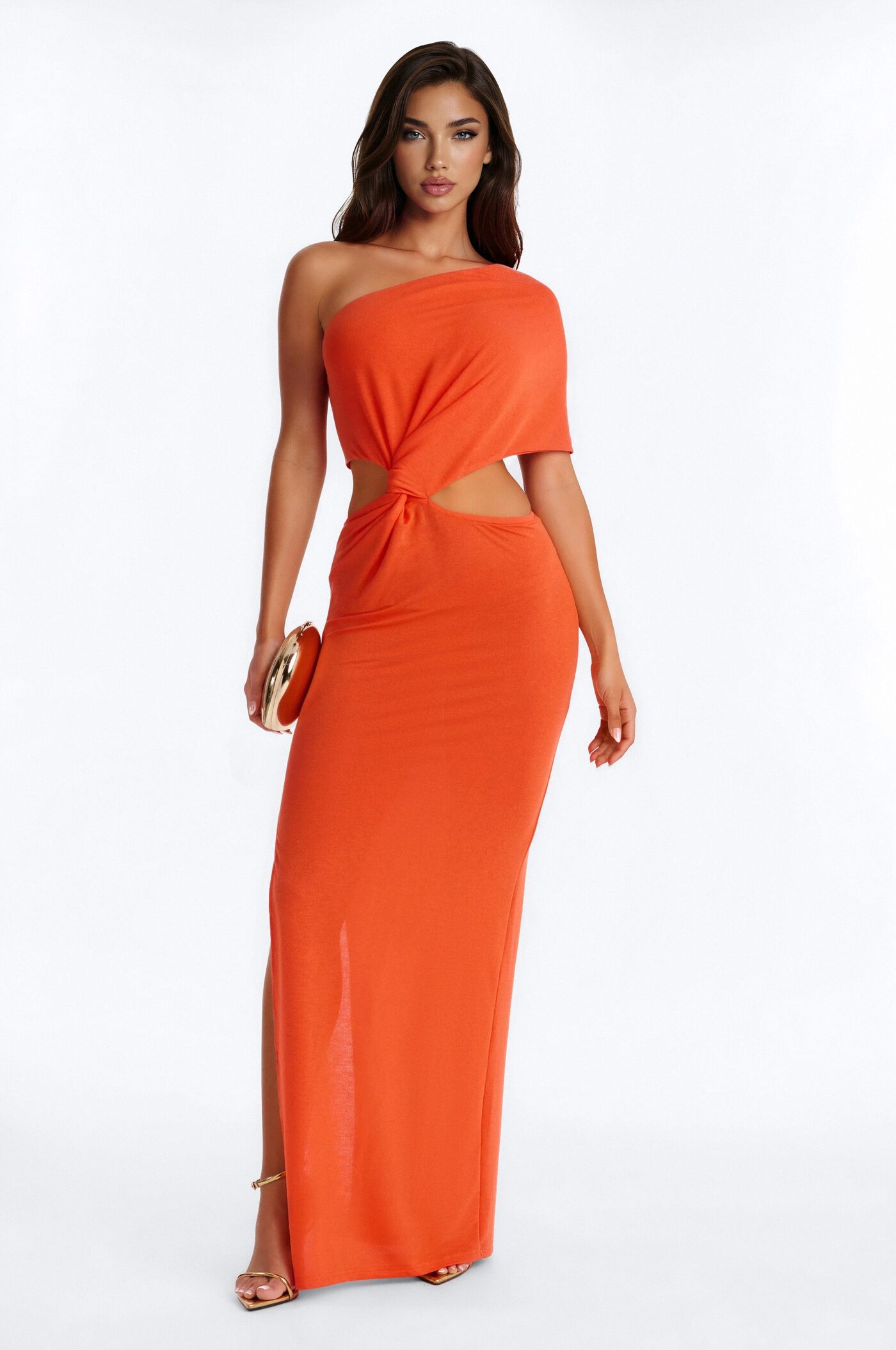 Sweet Escape Twist Knit Maxi Dress - Orange