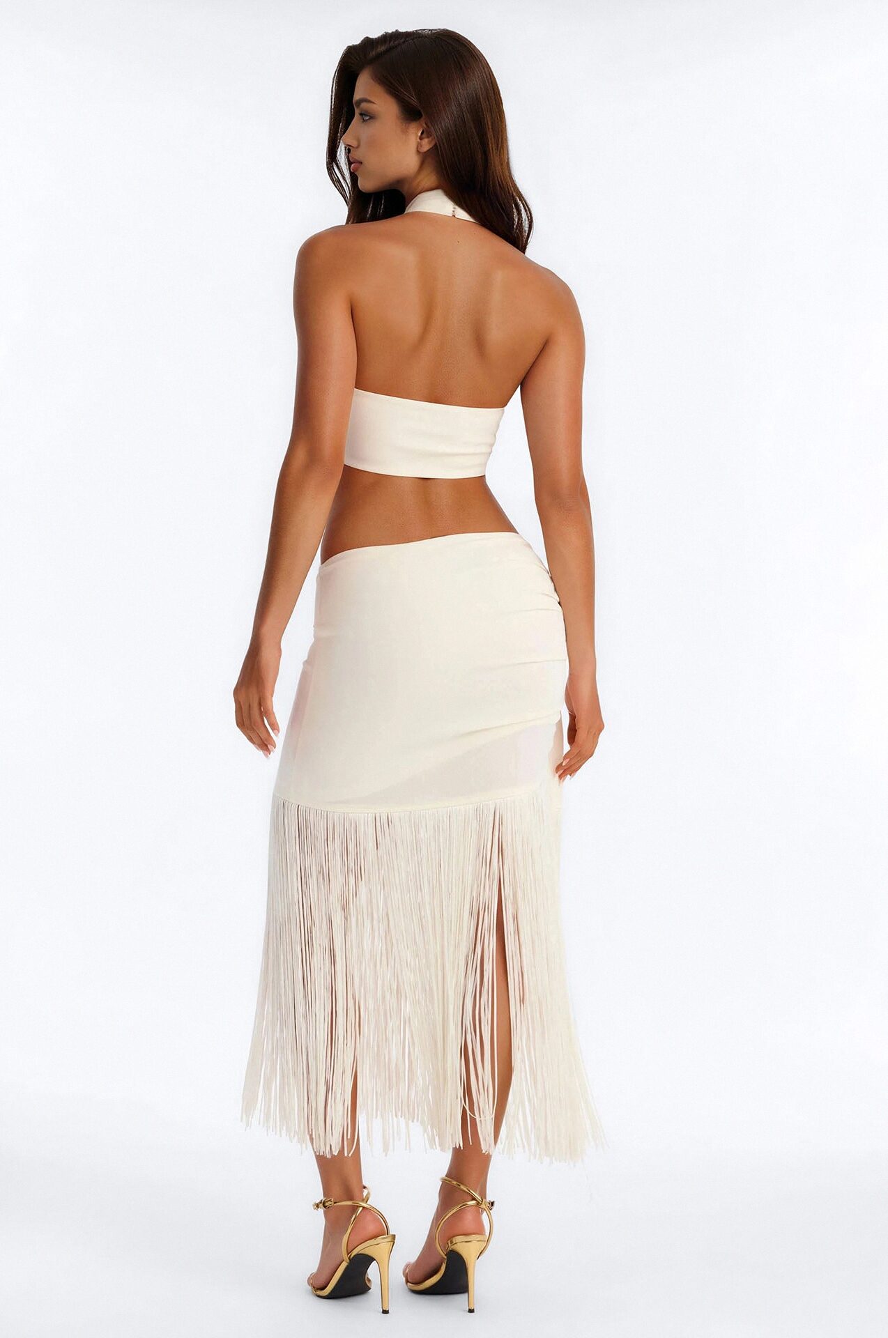 Melinda Fringe Skirt Set - Ivory