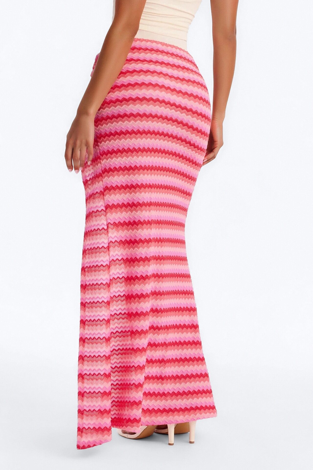 Island Gal Striped Crochet Maxi Skirt - Pink/combo