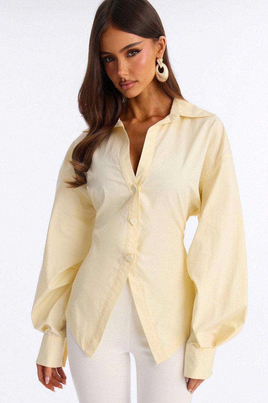 Junie Oversized Button Down Top - Yellow