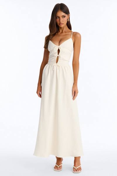 Sea Breeze Tie Front Maxi Dress - White