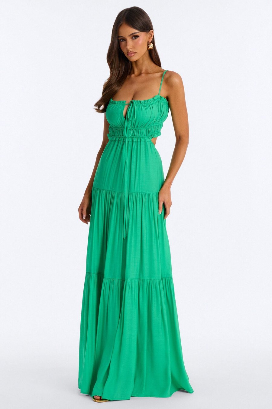 On A Date Flowy Maxi Dress - Green