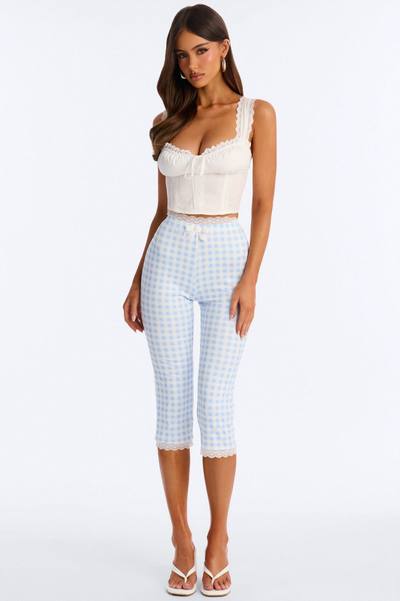Florentina Lace Trim Capri Legging - Blue/combo