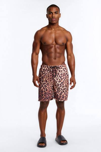 Leopard Print Swim Trunk 7″ - Leopard