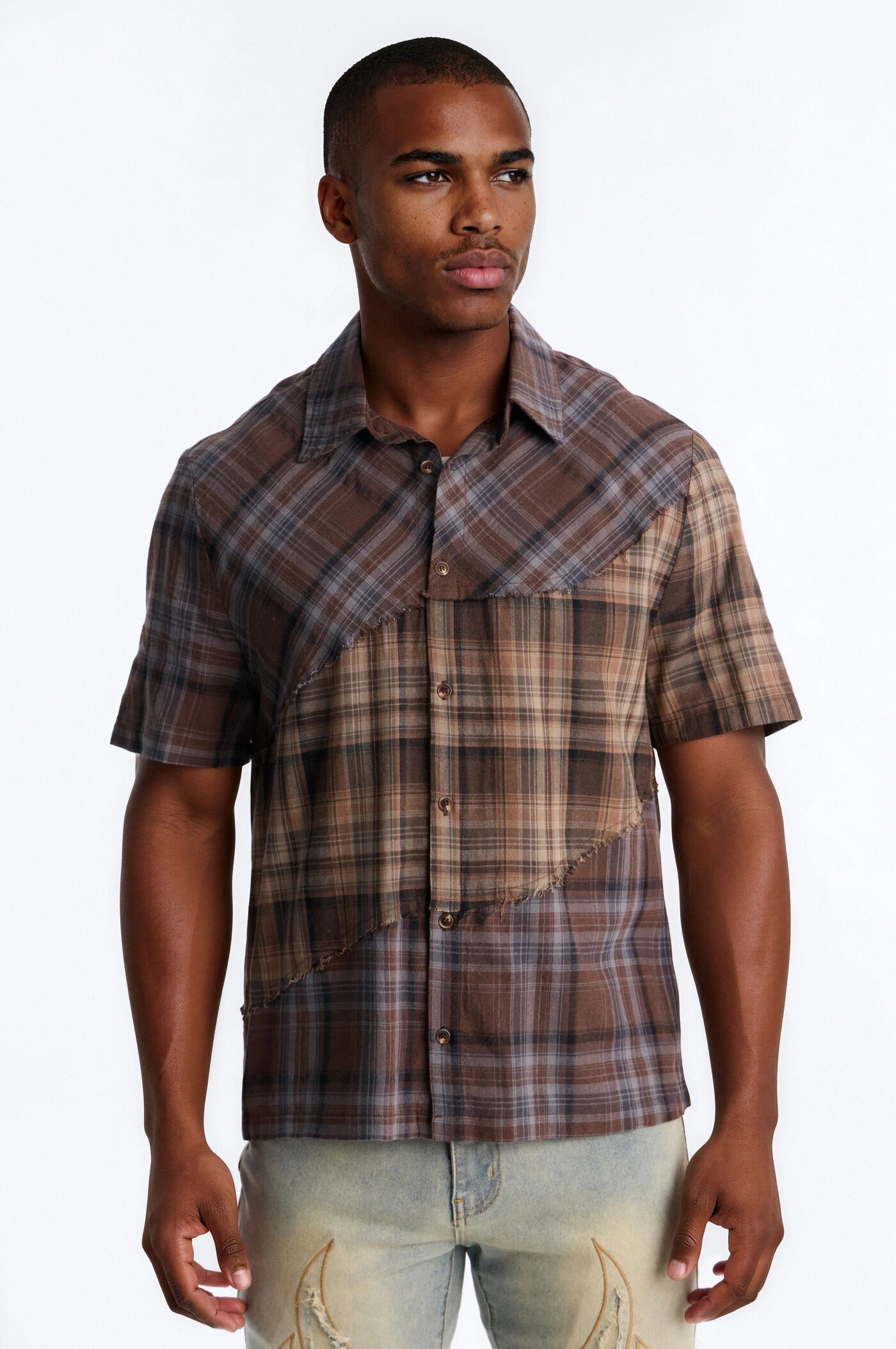 Intermix Plaid Button Up Shirt - Multi Color