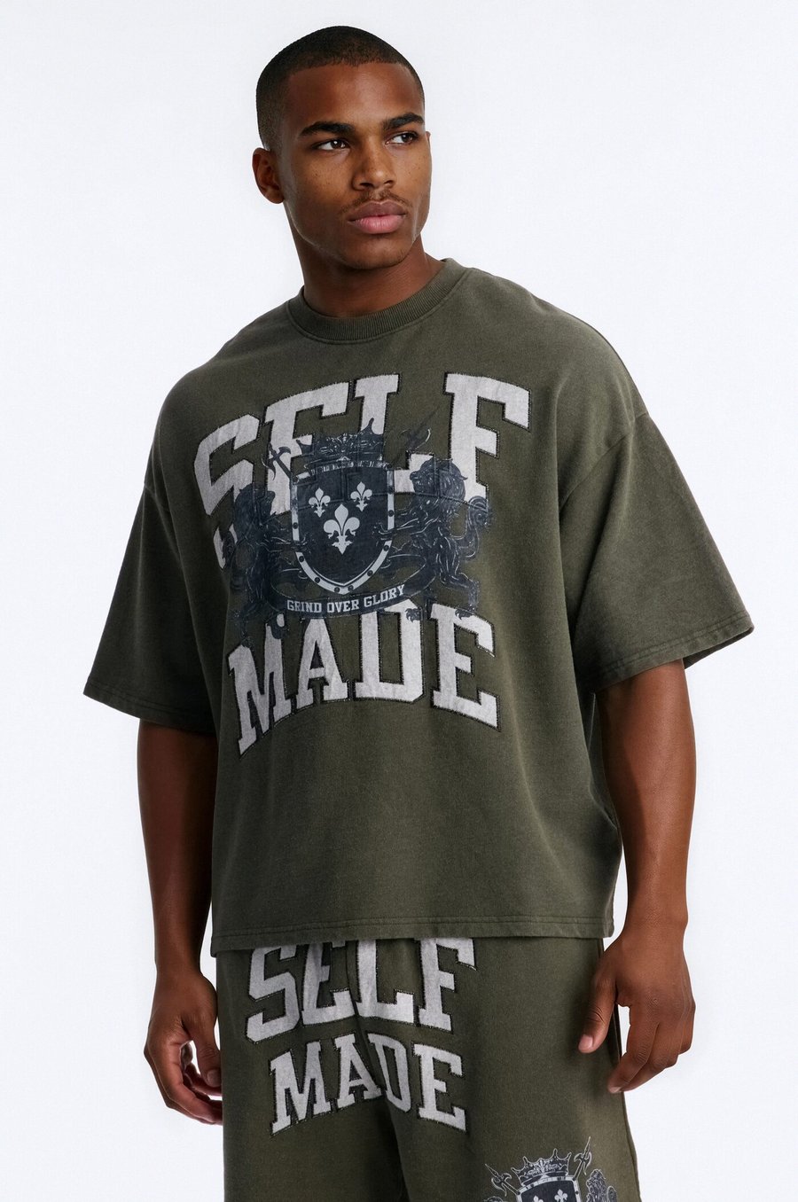 Self Made Patch Oversized French Terry Tee - Green