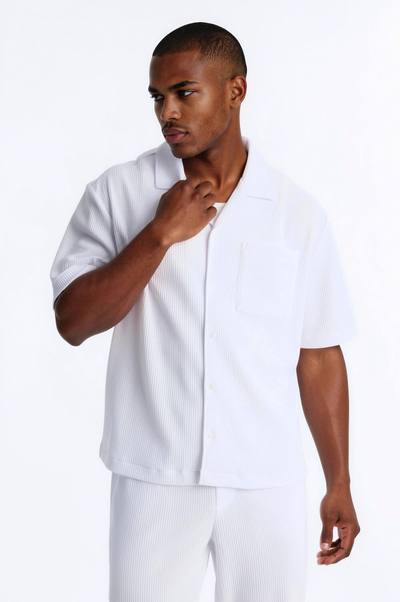 Show Up Short Sleeve Cuban Shirt - White