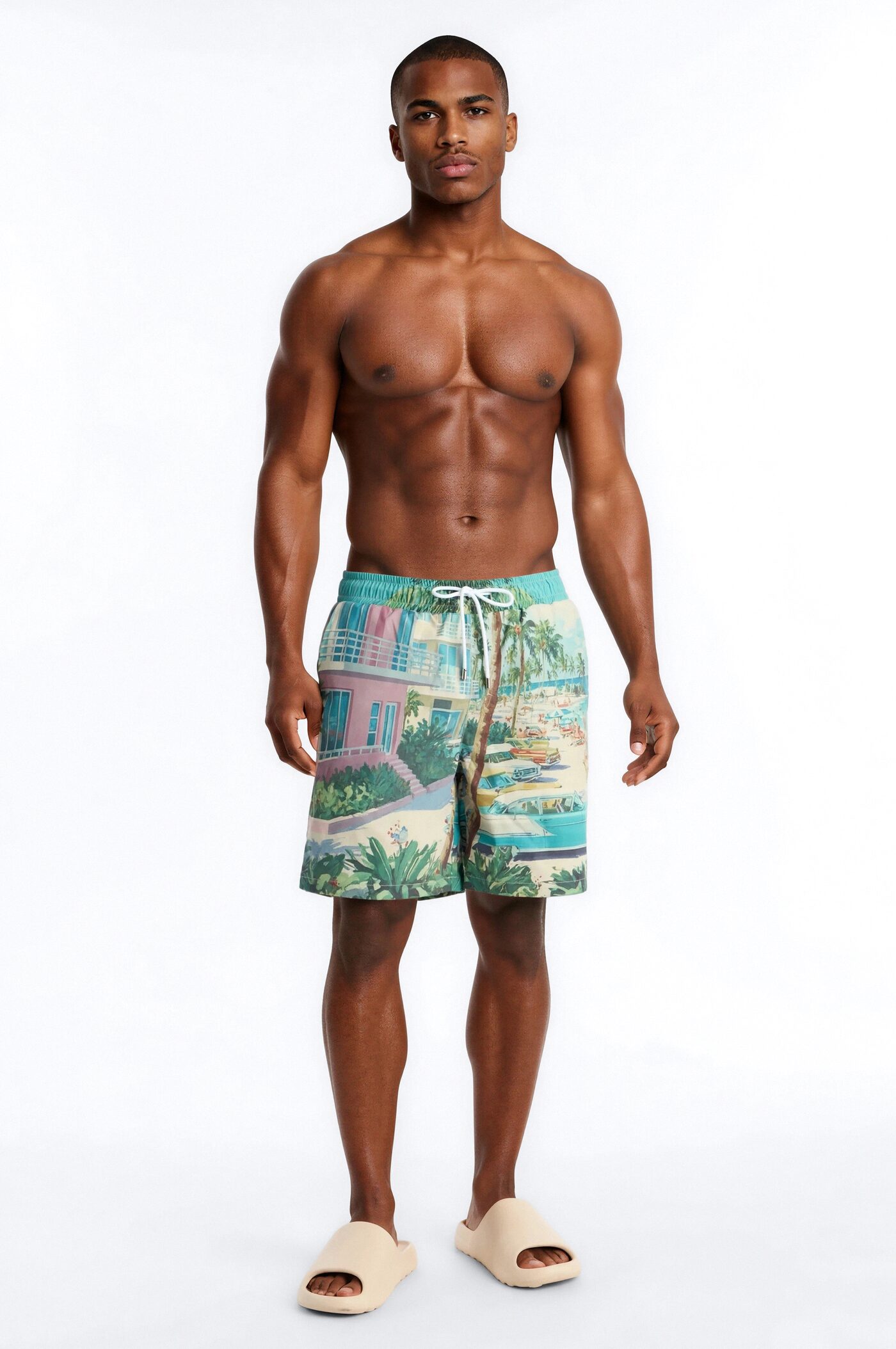 Palm Beach Printed Photoreal Swim Trunk 7″ - Multi Color