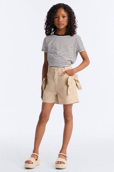 Mini Jackie Bow Poplin Short - Beige