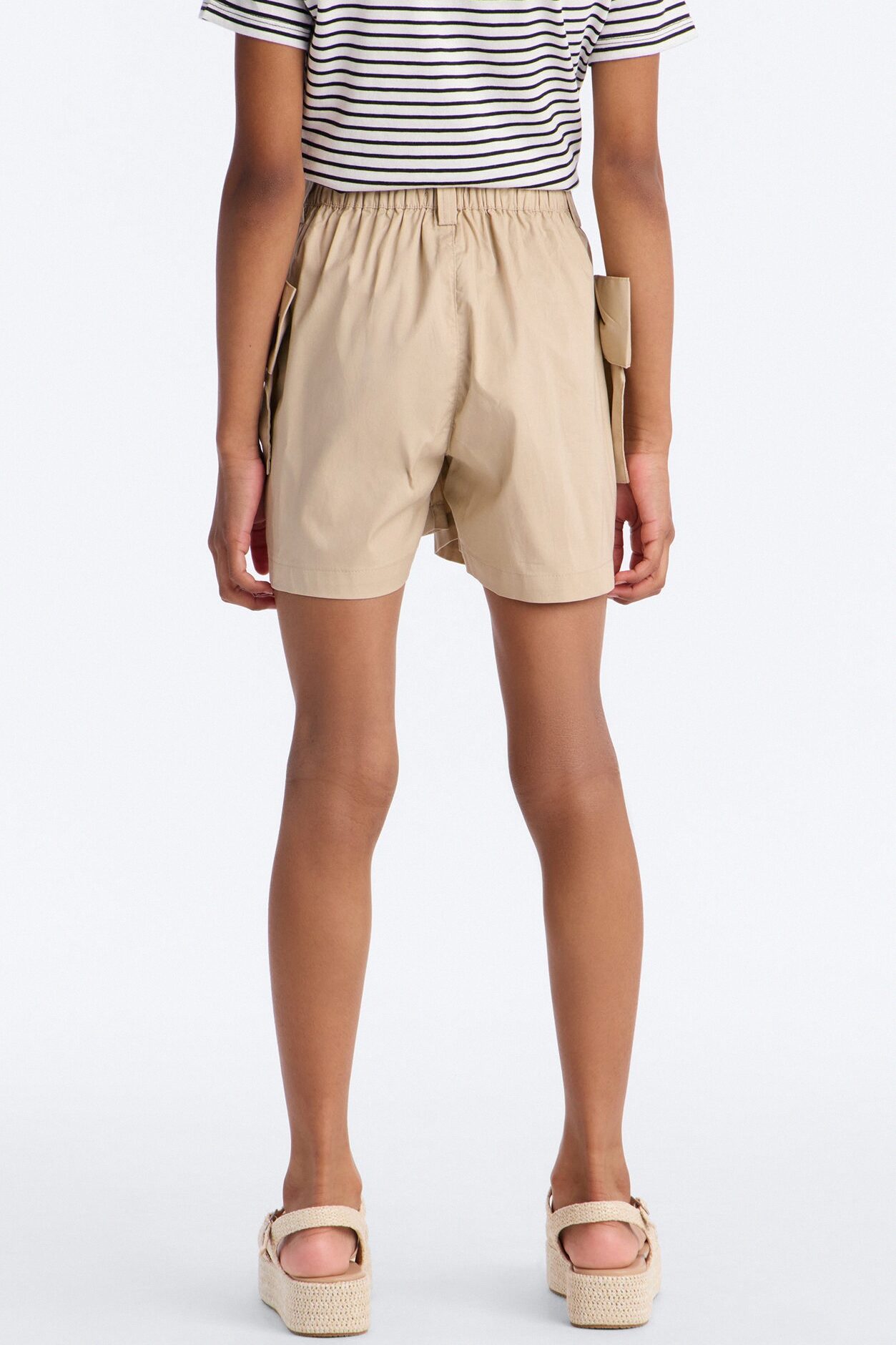 Mini Jackie Bow Poplin Short - Beige