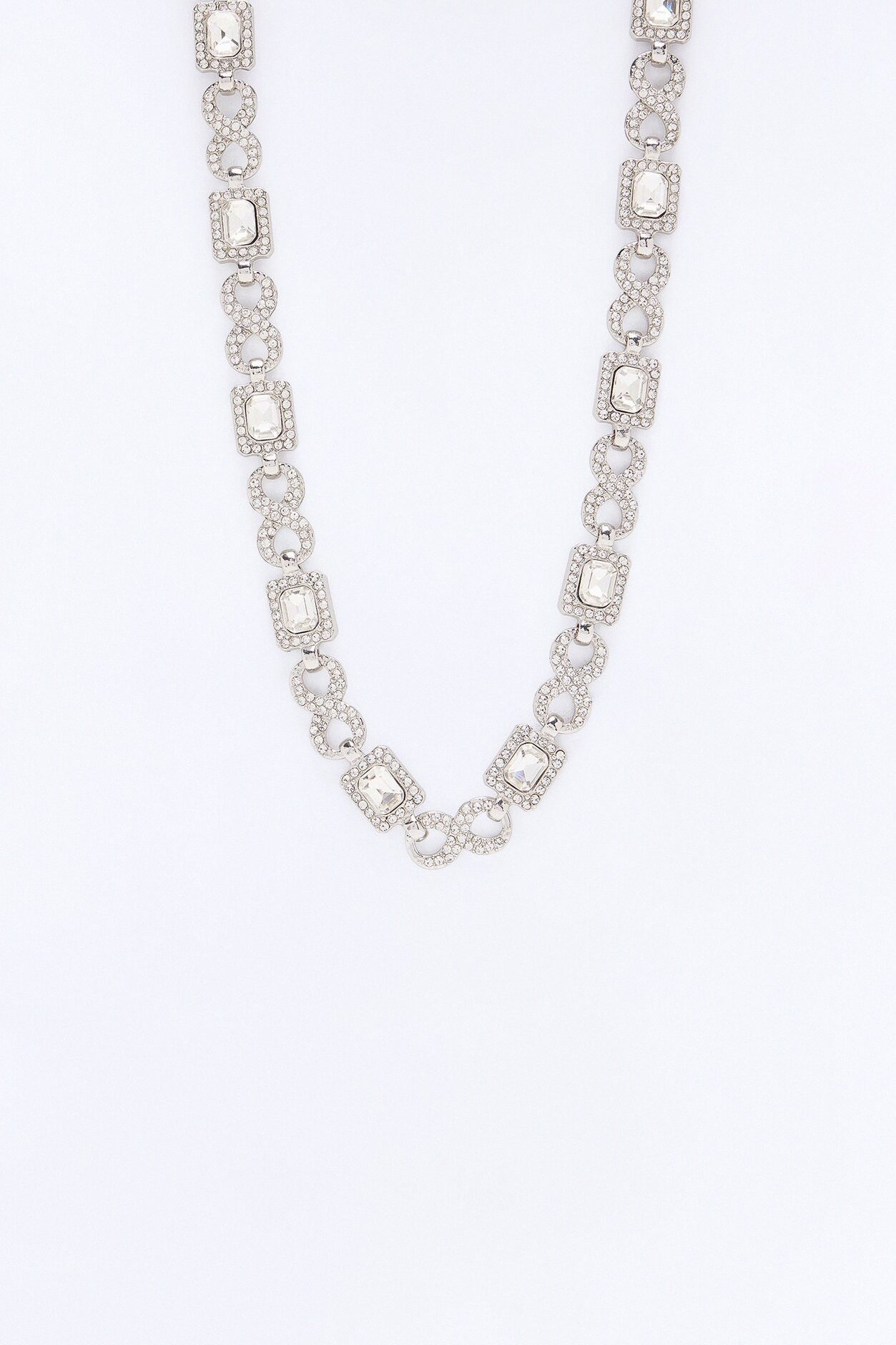 Iced Infinite Cluster Link Necklace - Silver