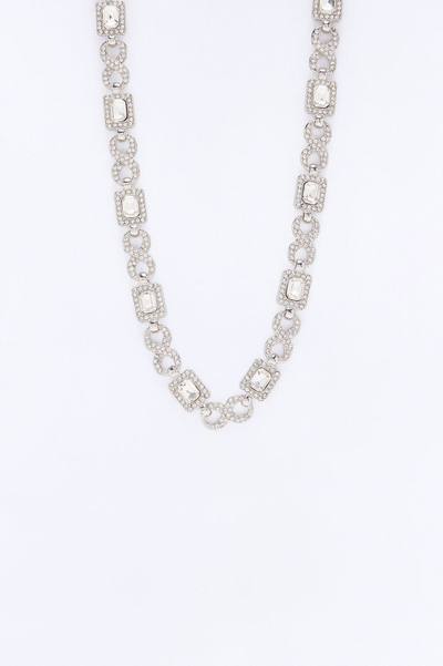 Iced Infinite Cluster Link Necklace - Silver