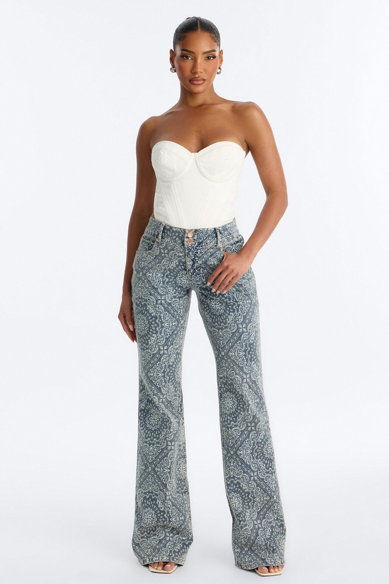 Patsy Paisley Low Rise Stretch Bootcut Jeans - Vintage Wash