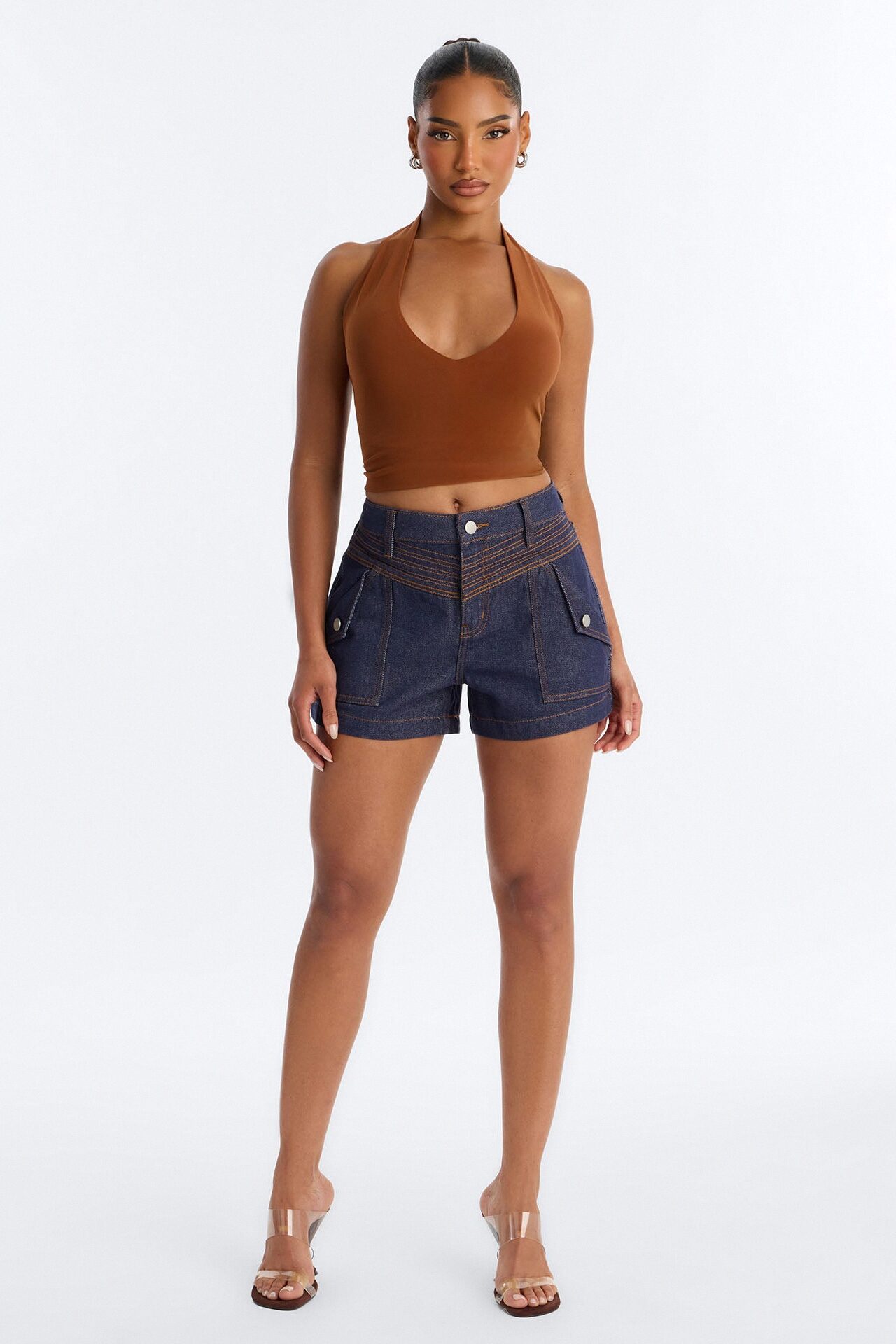 Heatwave Honey High Rise Denim Shorts - Dark Denim