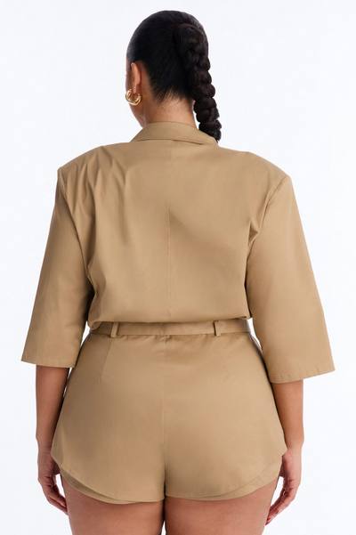 Freya Plunge Romper - Khaki