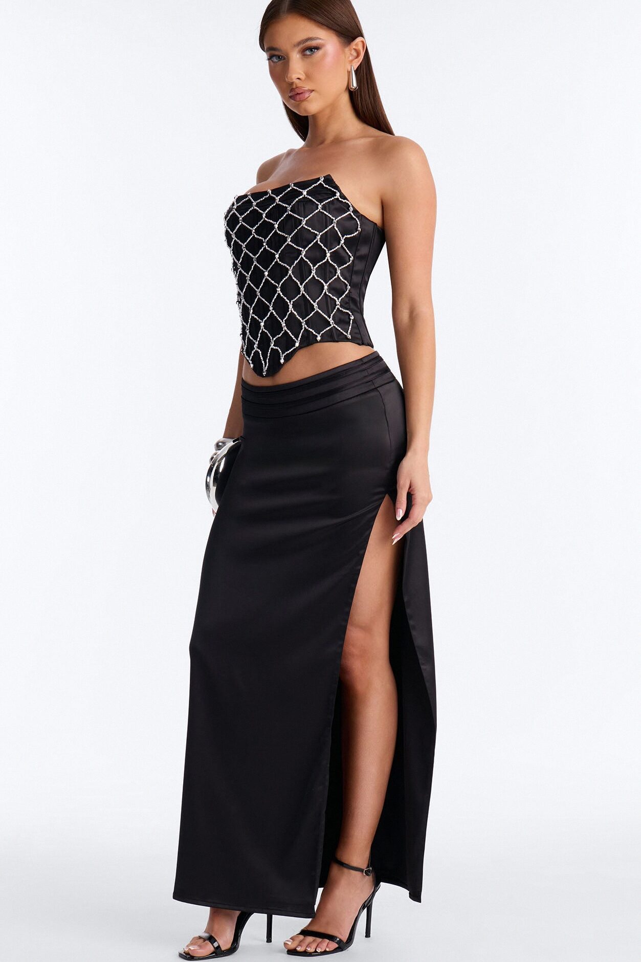 Voltage Satin Maxi Dress - Black