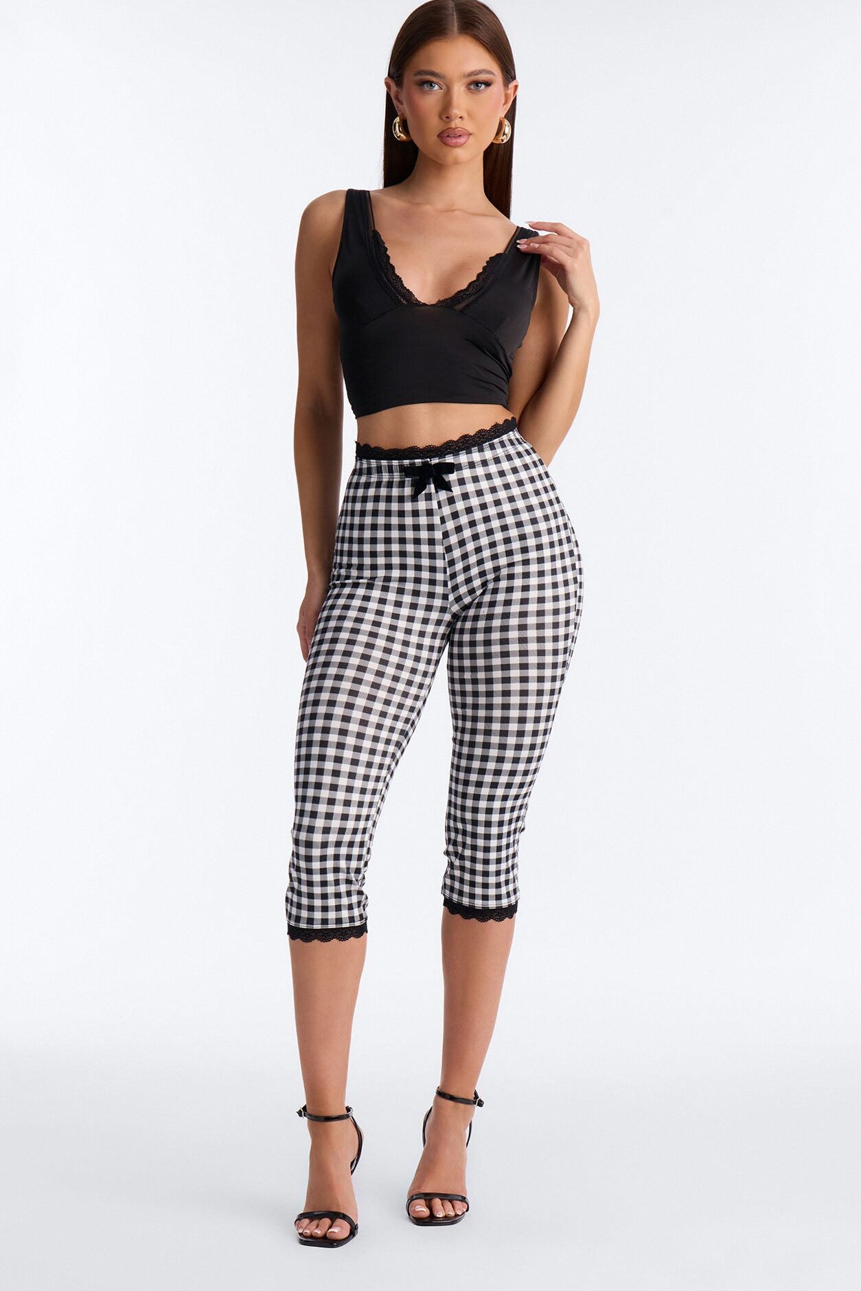 Florentina Lace Trim Capri Legging - Black/combo