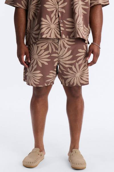 Tulum Bloom Swim Trunk 7″ - Brown