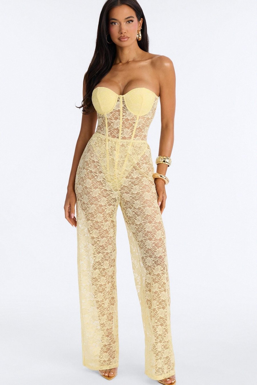 Laced In Lust Corset Pant Set - Yellow