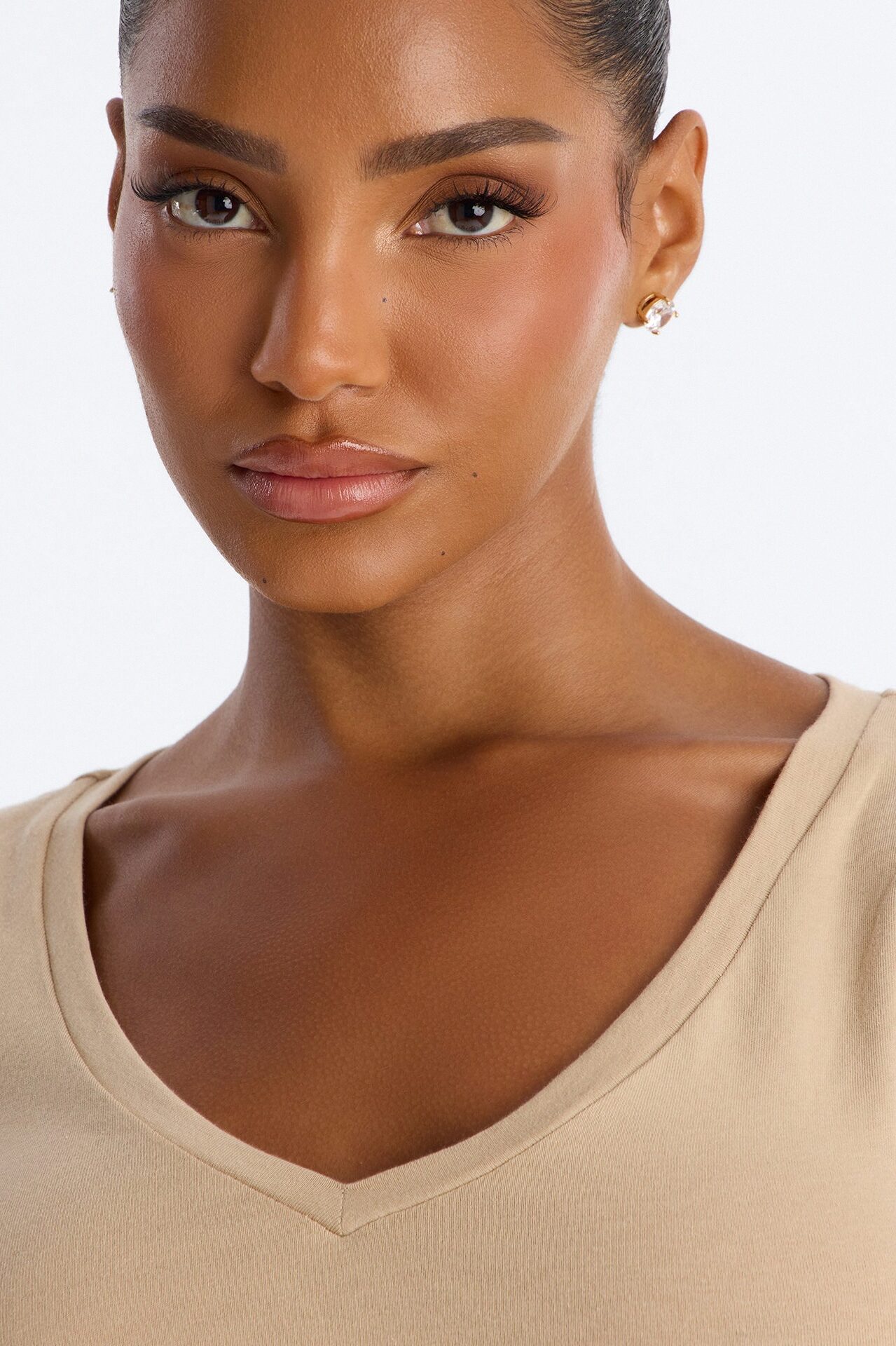 Kaitlyn V Neck Crop Top - Sand