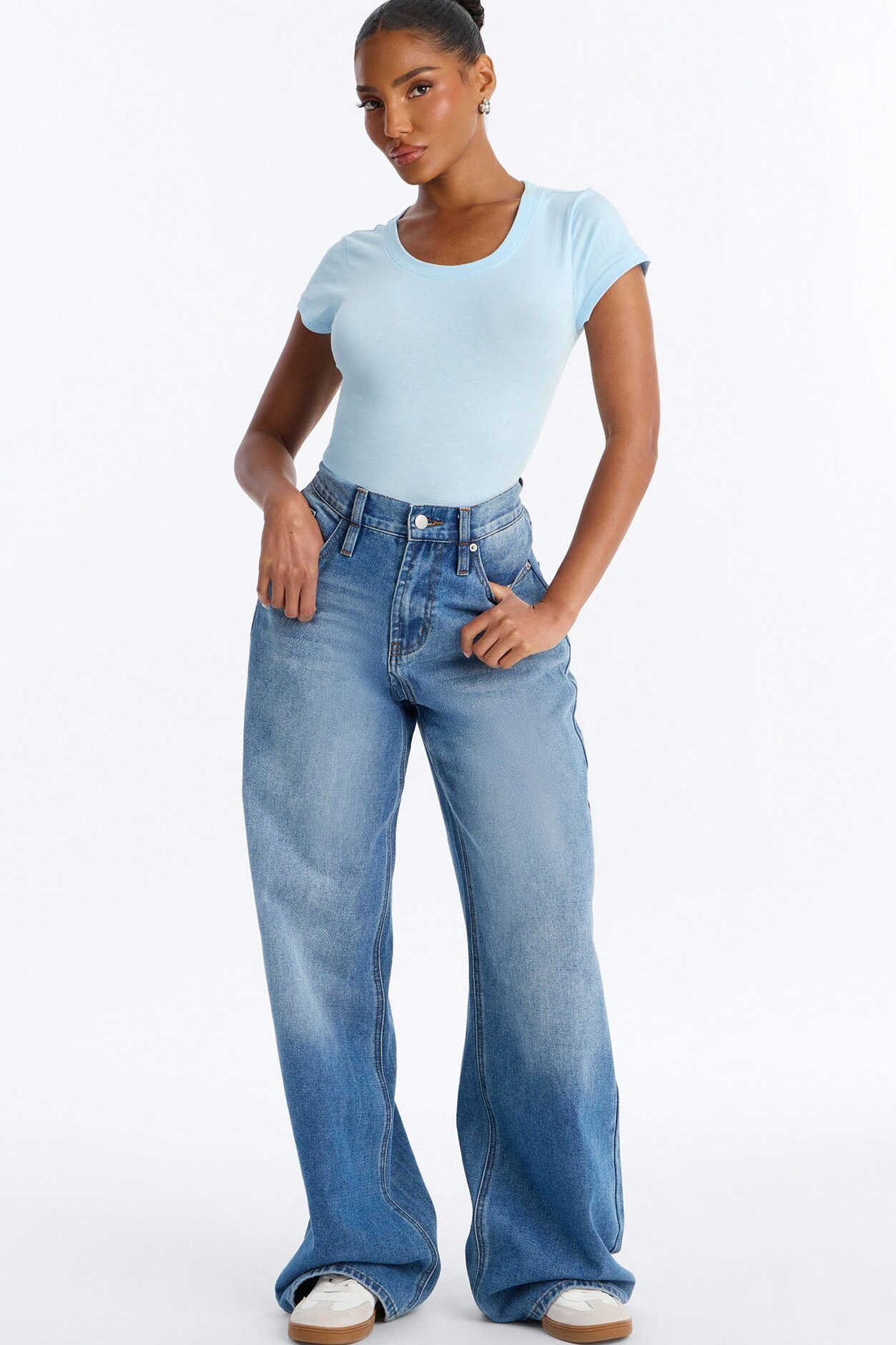 Sabrina Crew Neck Tee - Light Blue