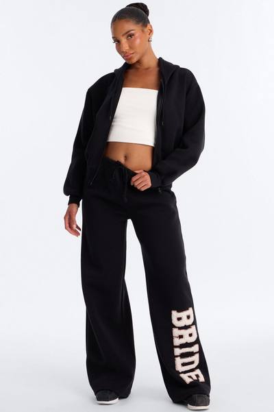 Bride To Be Fleece Pant Set - Black/White