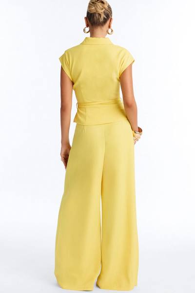 Cynthia Tie Waist Wide Leg Jumpsuit - Yellow